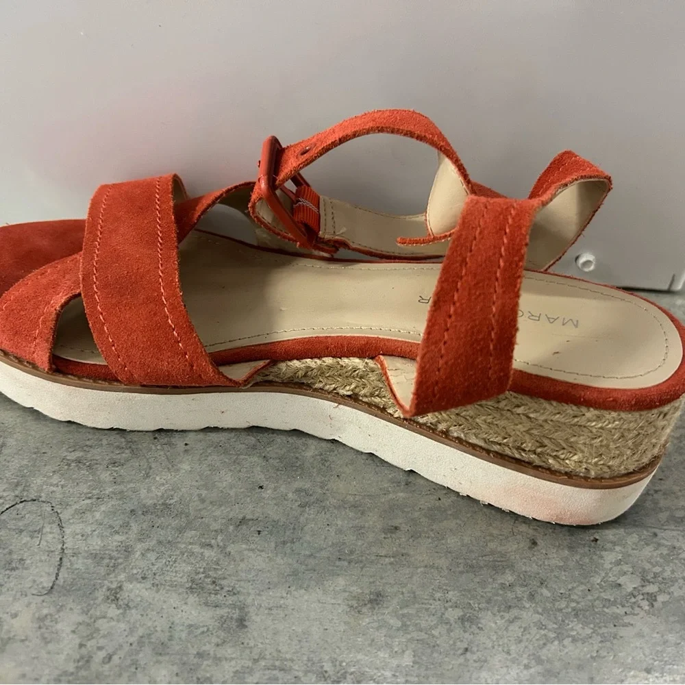 Marc Fisher Orange Wedge Sandals with Crisscross Straps Preowned